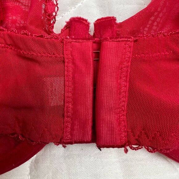 Victoria's Secret Red Lace Unlined Full Coverage Bra 38D - Picture 6 of 7